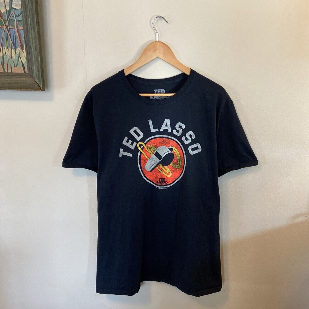 OFFICIAL Ted Lasso Soccer Coach Whistle Short Sleeve T Shirt Men's XL Blue